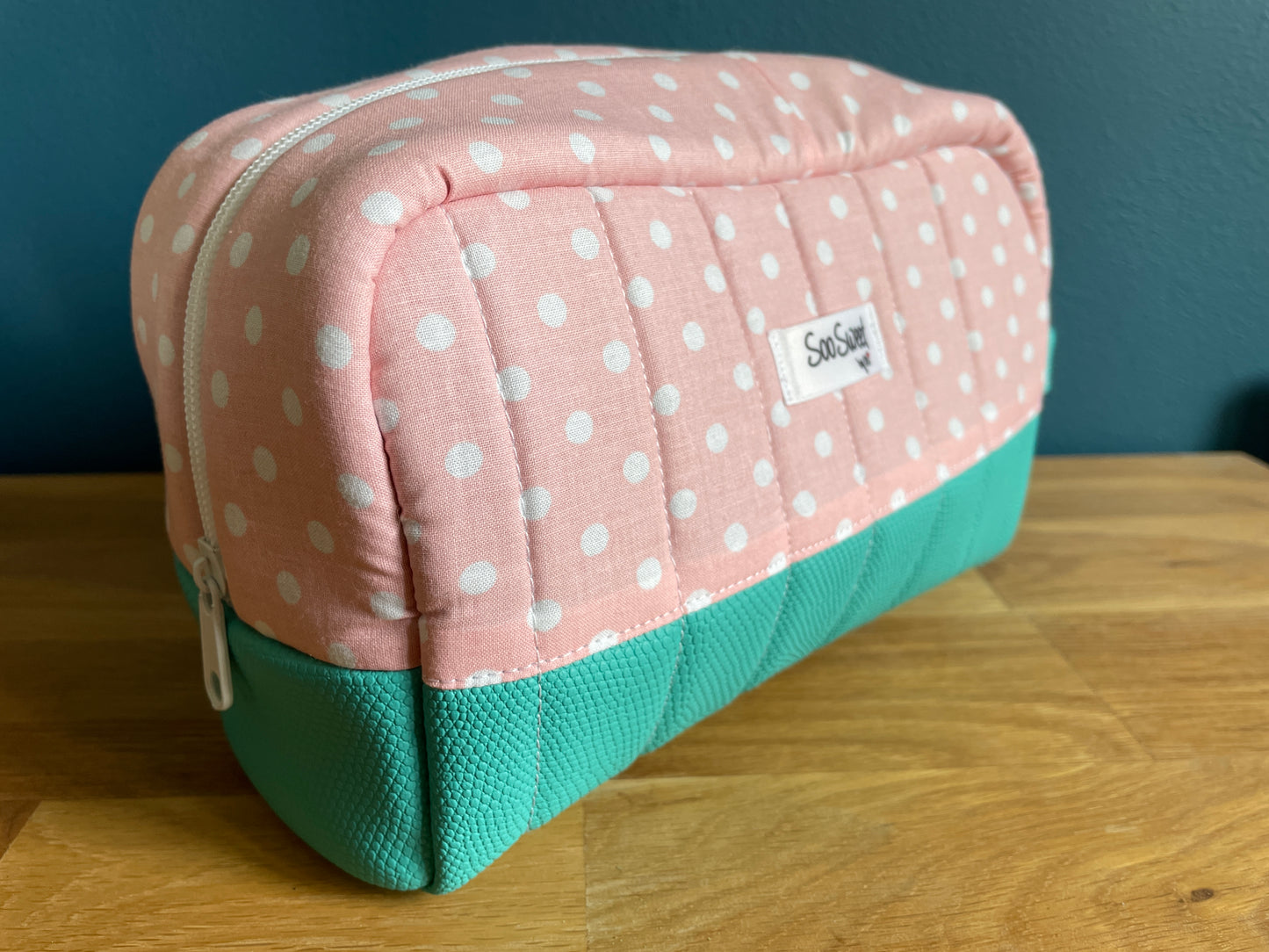 Trousse de toilette Rose et turquoise