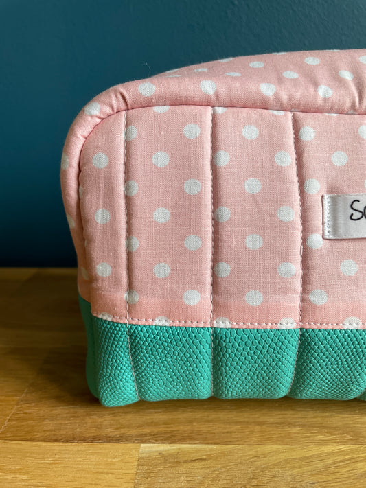 Trousse de toilette Rose et turquoise